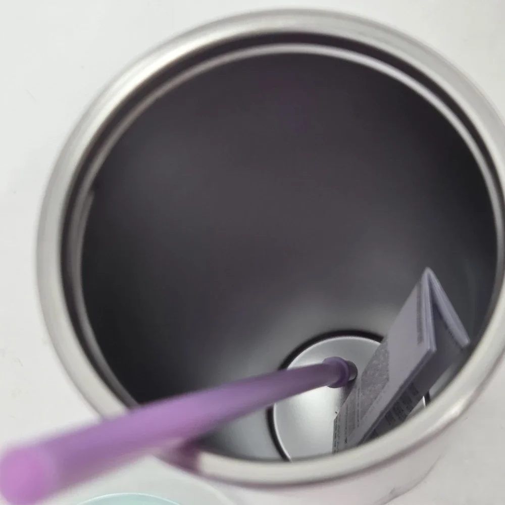 NEW‎ Starbucks 2022 Valentine's Purple Puffy 24 oz Stainless Steel Tumbler Straw